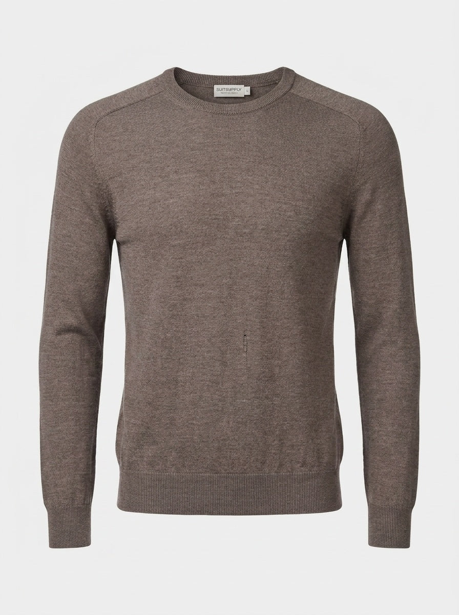 Suitsupply Taupe/Greige Merino Wool Crewneck Sweater - photo 1
