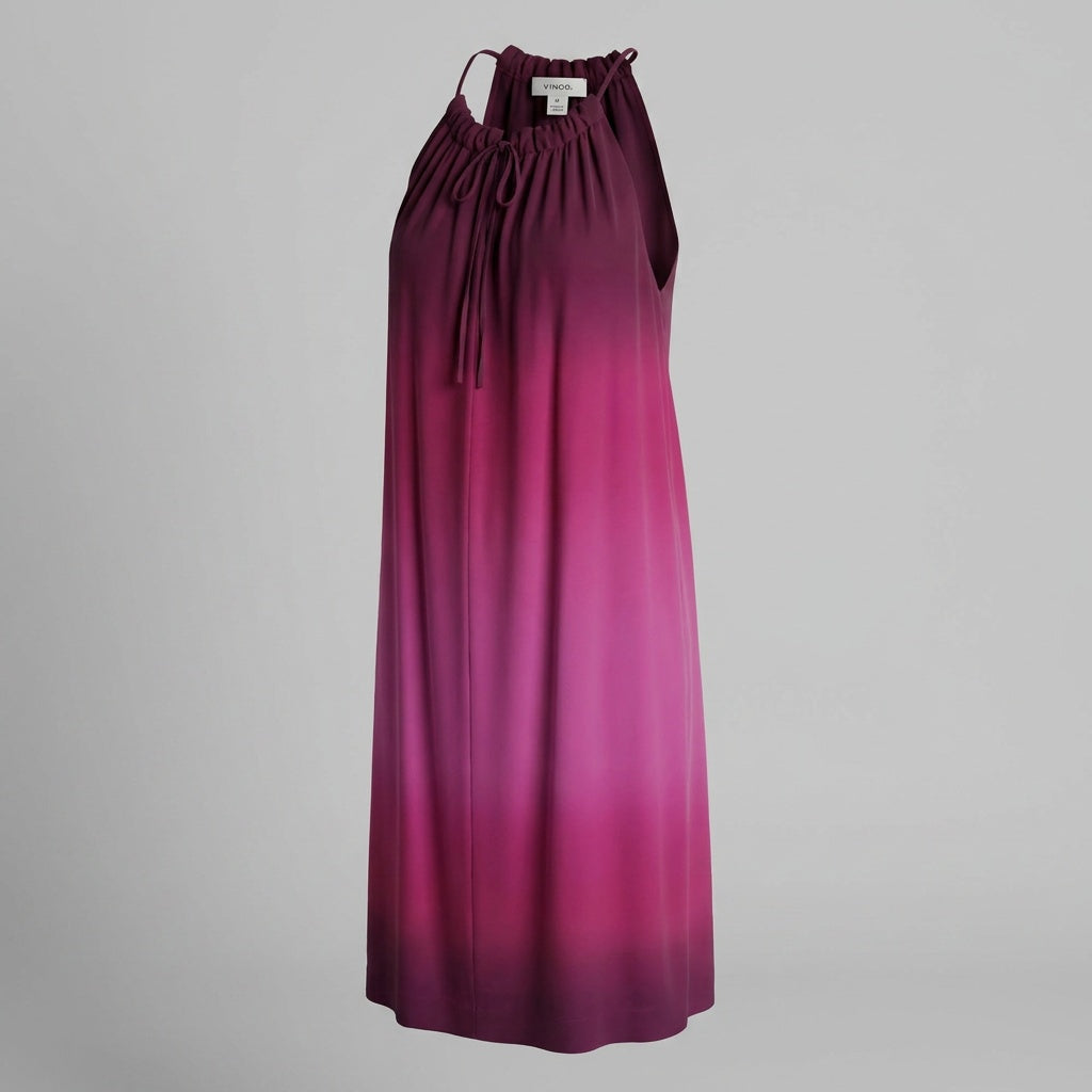 Vince Ombre Silk Midi Dress in Deep Plum to Hot Pink Gradient - photo 7