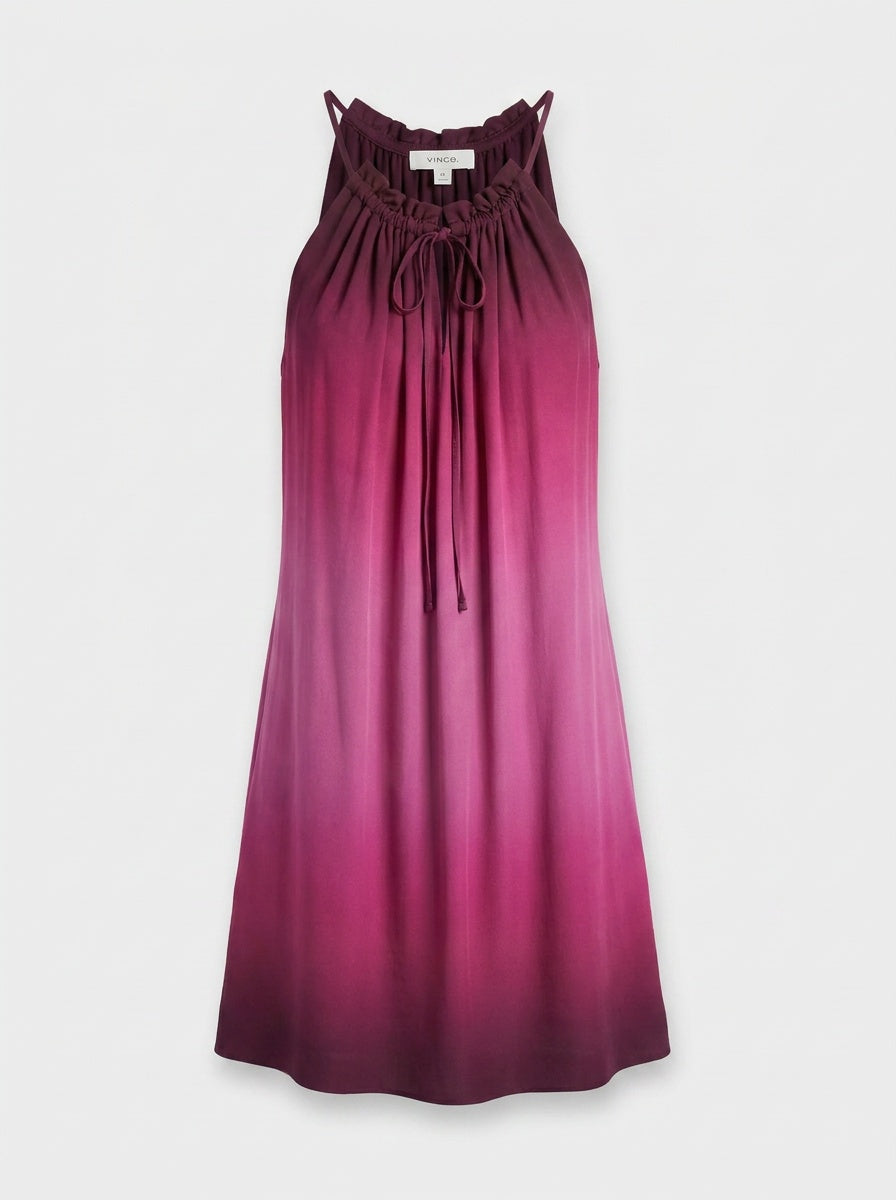 Vince Ombre Silk Midi Dress in Deep Plum to Hot Pink Gradient - photo 1