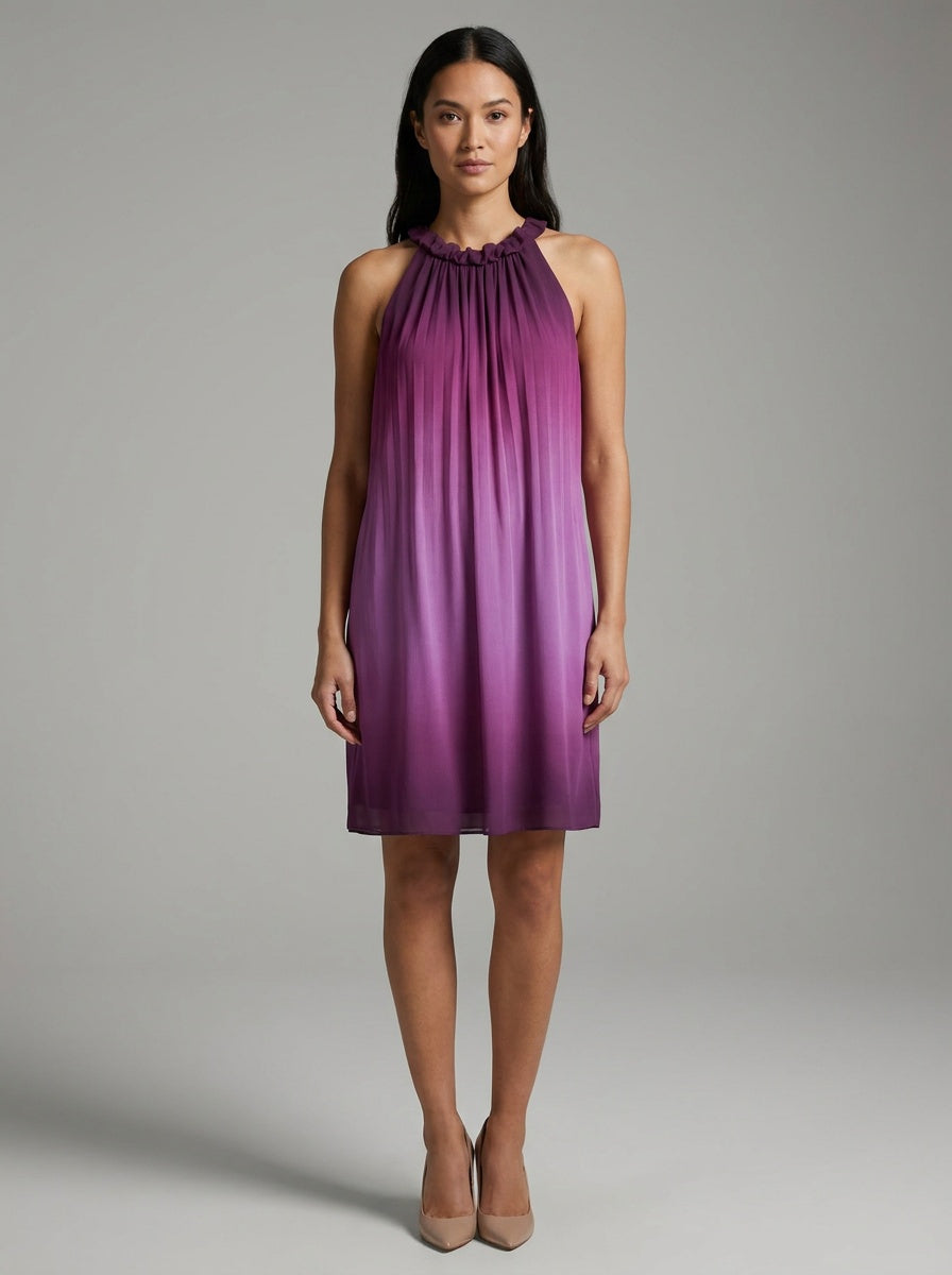 Vince Ombre Silk Midi Dress in Deep Plum to Hot Pink Gradient - photo 8