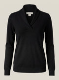 Pendleton Petite Fine-Knit Shawl Collar Sweater in Dark Navy to Grey-Blue Gradient - photo 1