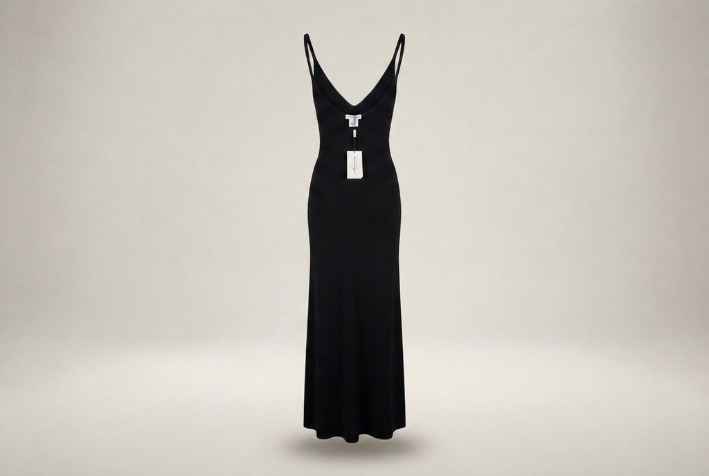 Salvatore Ferragamo Black Sleeveless Maxi Slip Dress with Deep V-Neck and Body-Con Silhouette - photo 2