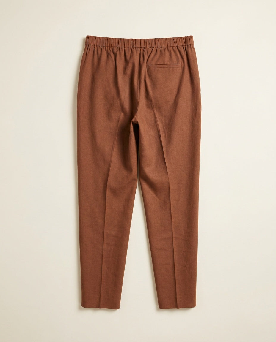 Theory Treeca Pull-On Eco Crunch Wash Trousers in Rust-Brown - photo 2