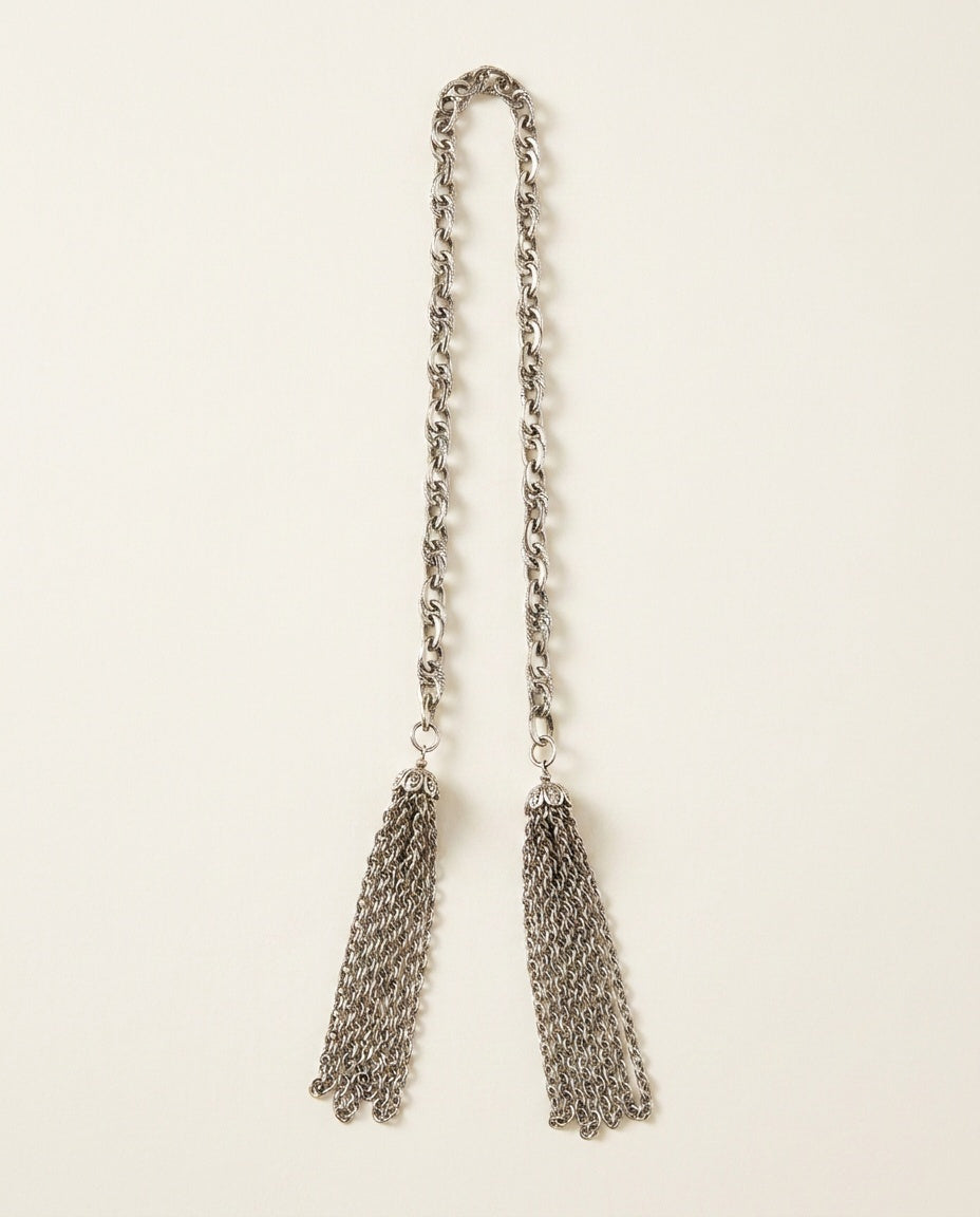 Mid-20th Century Silver-Tone Lariat Necklace with Tassels - photo 2