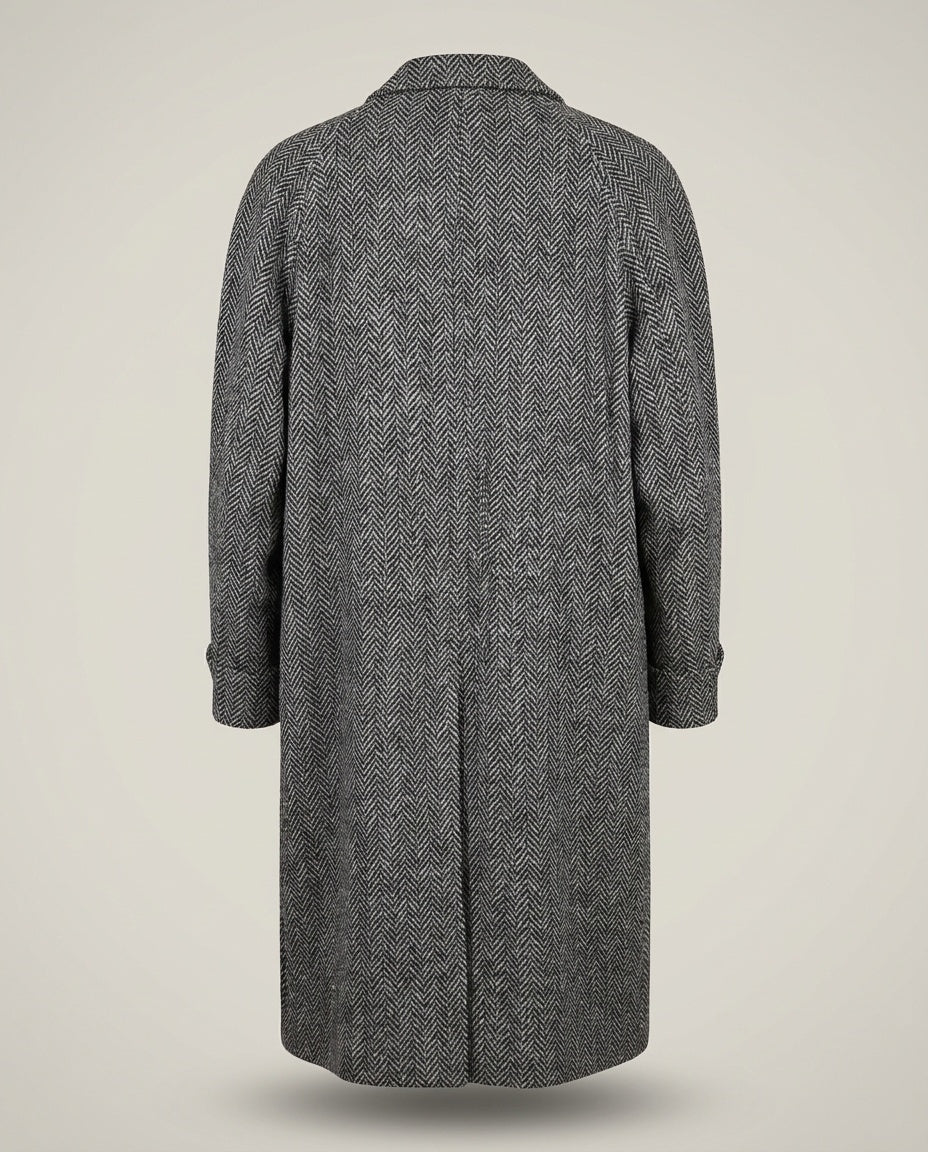 Mark Shale Wool Overcoat - Large-Scale Herringbone Pattern - photo 2