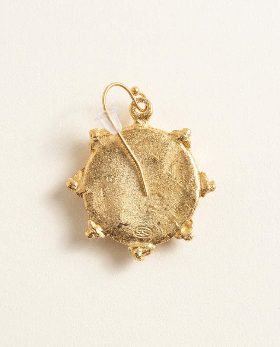 Susan Shaw Gold-Tone Coin Drop Earrings with Silver Bee Motif - photo 2