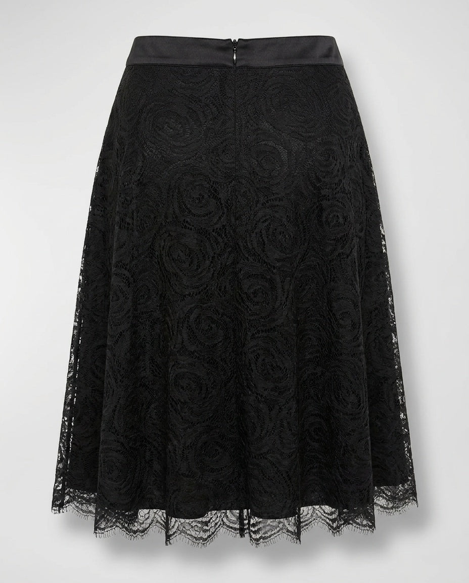 ESCADA Black Lace Midi Skirt with Floral Motif - photo 2