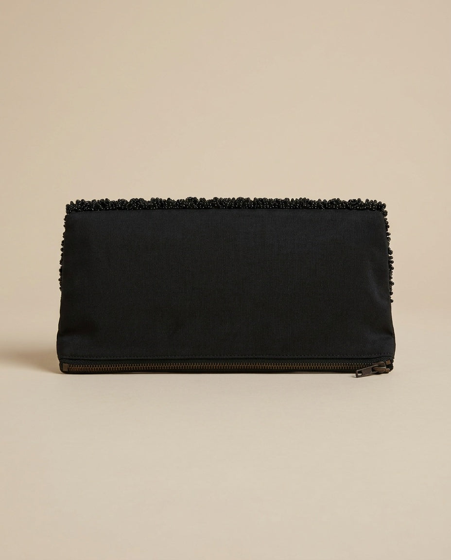 Black Seed-Beaded Evening Clutch with Gold-Lined Interior - A Madison Creation - photo 2