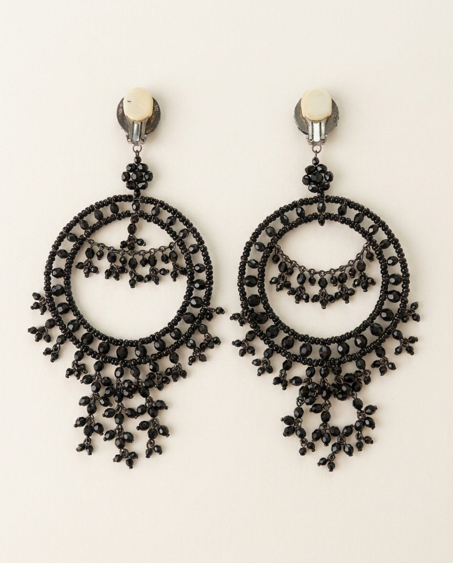 Black and Gunmetal Chandelier Clip-On Earrings - photo 2