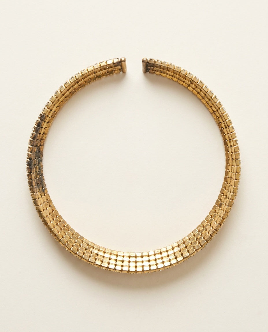 1980s Gold-Tone Rhinestone Choker Collar Necklace - photo 2