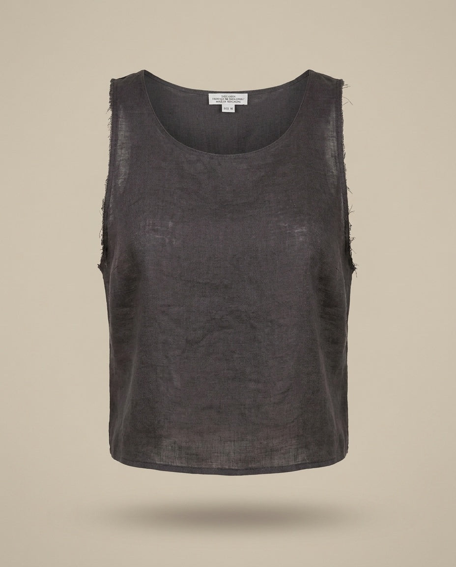 Jeremy Denholm Dark Charcoal Grey Linen Tank Top - photo 2