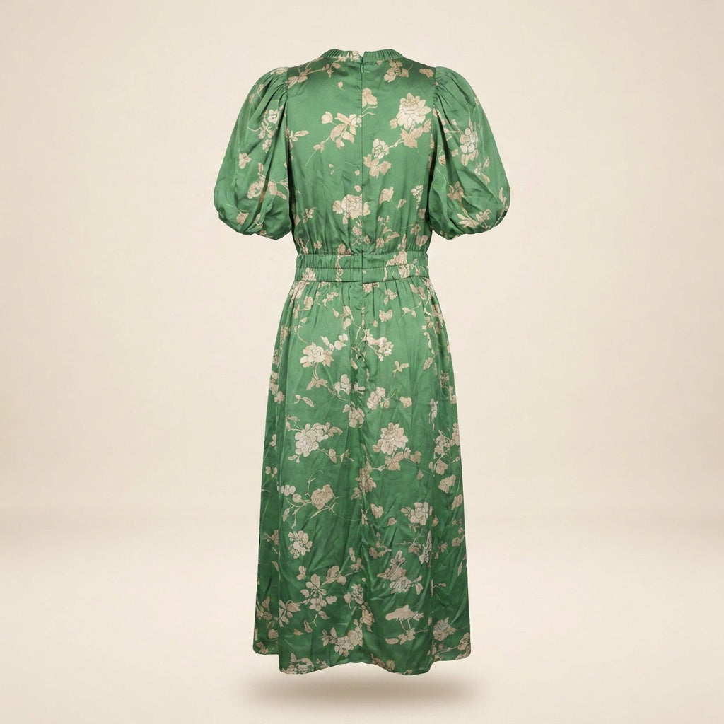 Sea New York Floral Silk Midi Dress with Puff Sleeves - photo 2