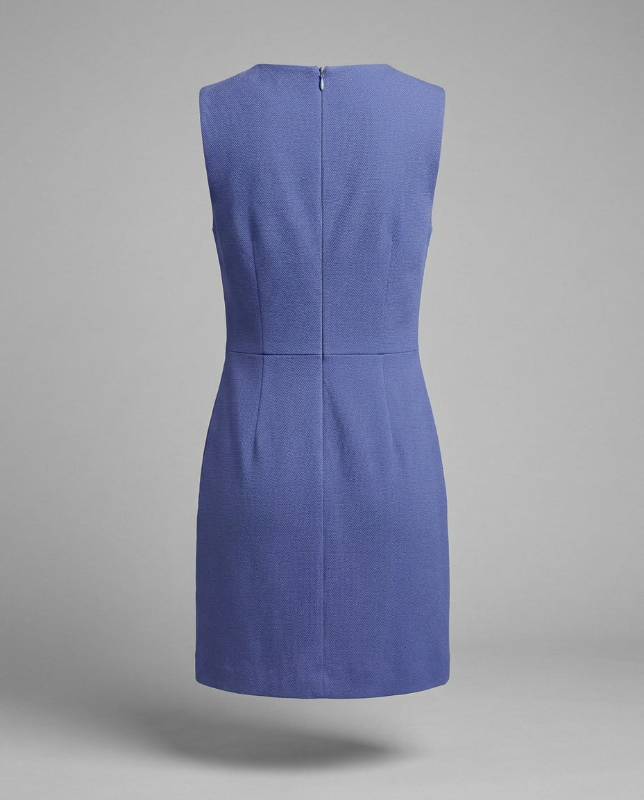 Theory Sleeveless Sheath Mini Dress - Medium Blue/Periwinkle Pique Knit - photo 2
