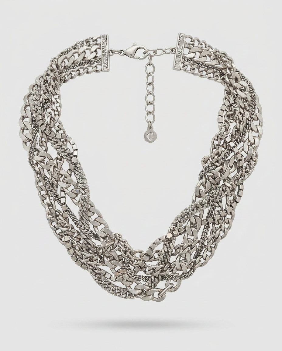 Multi-Strand Mixed Chain Collar Necklace - photo 2