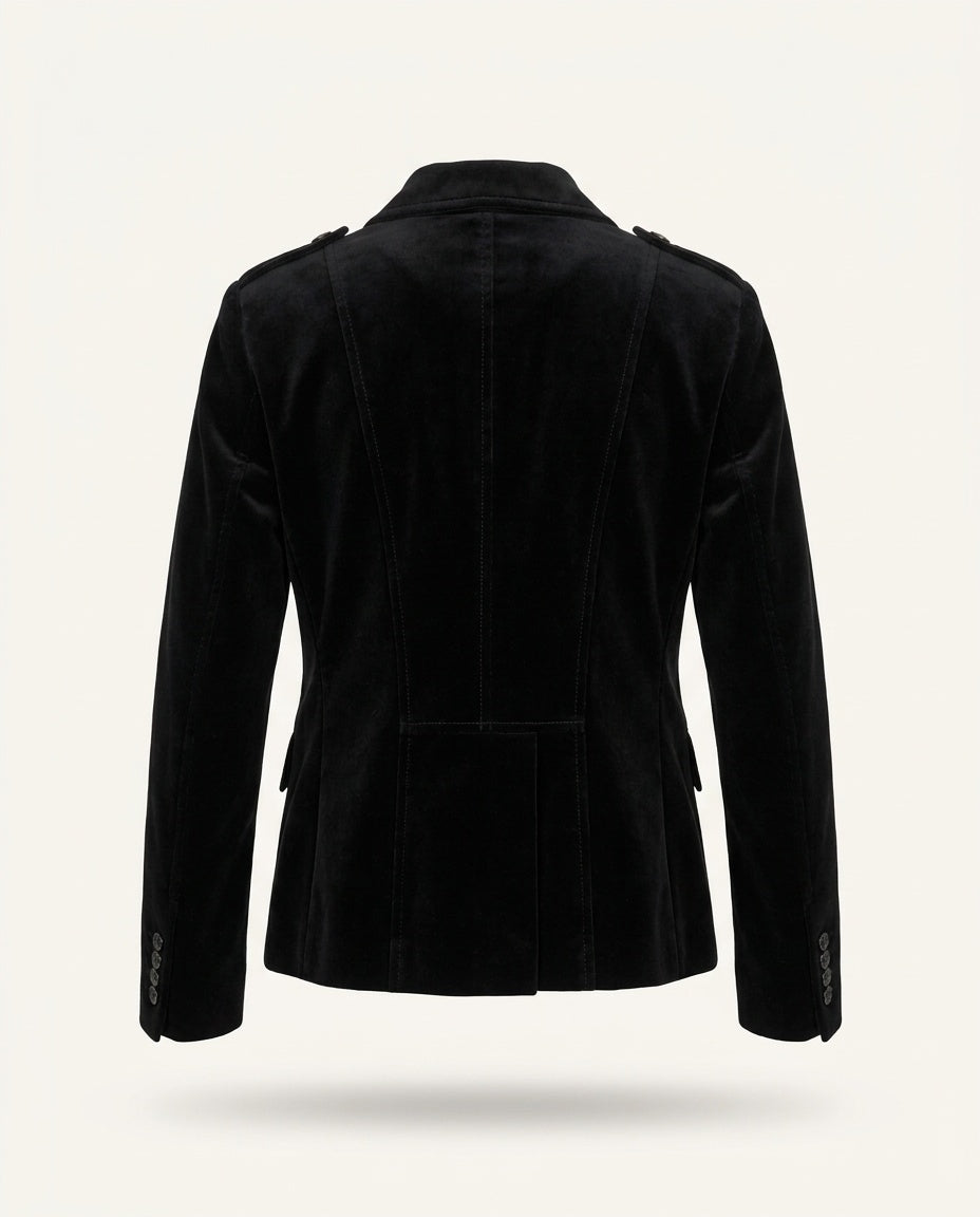 Theory Black Velvet Military-Style Blazer - photo 2