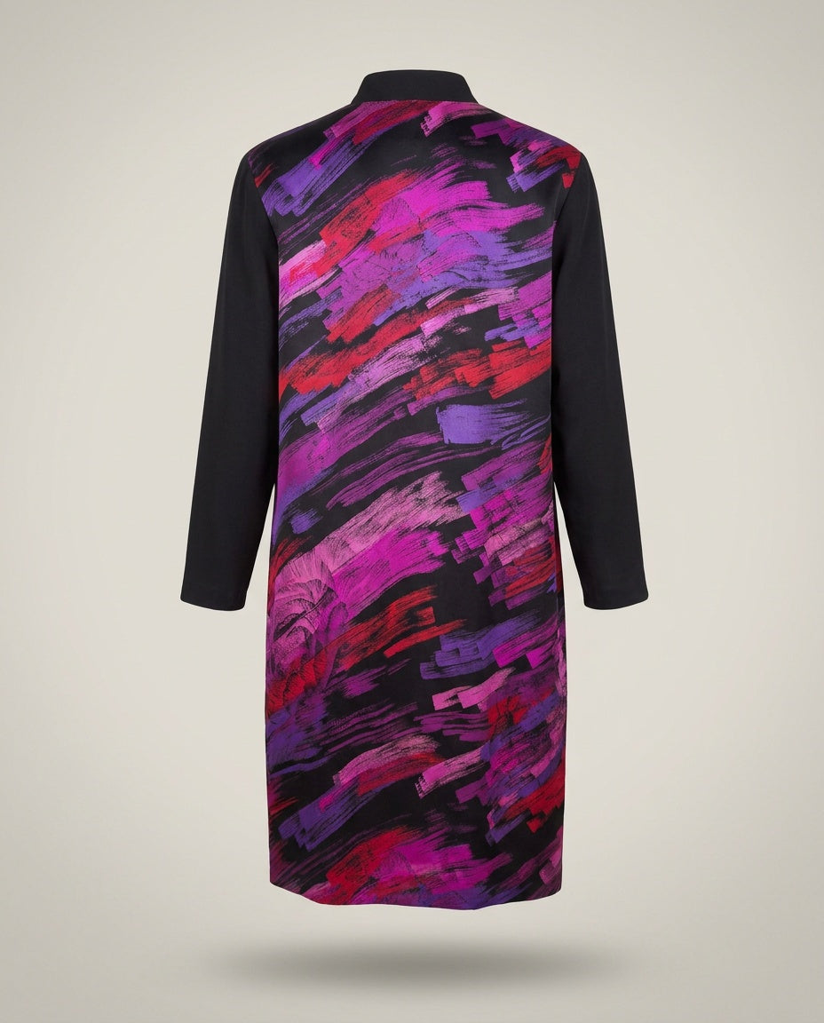 Abstract Brushstroke Print Long-Sleeve Tunic Dress - photo 2