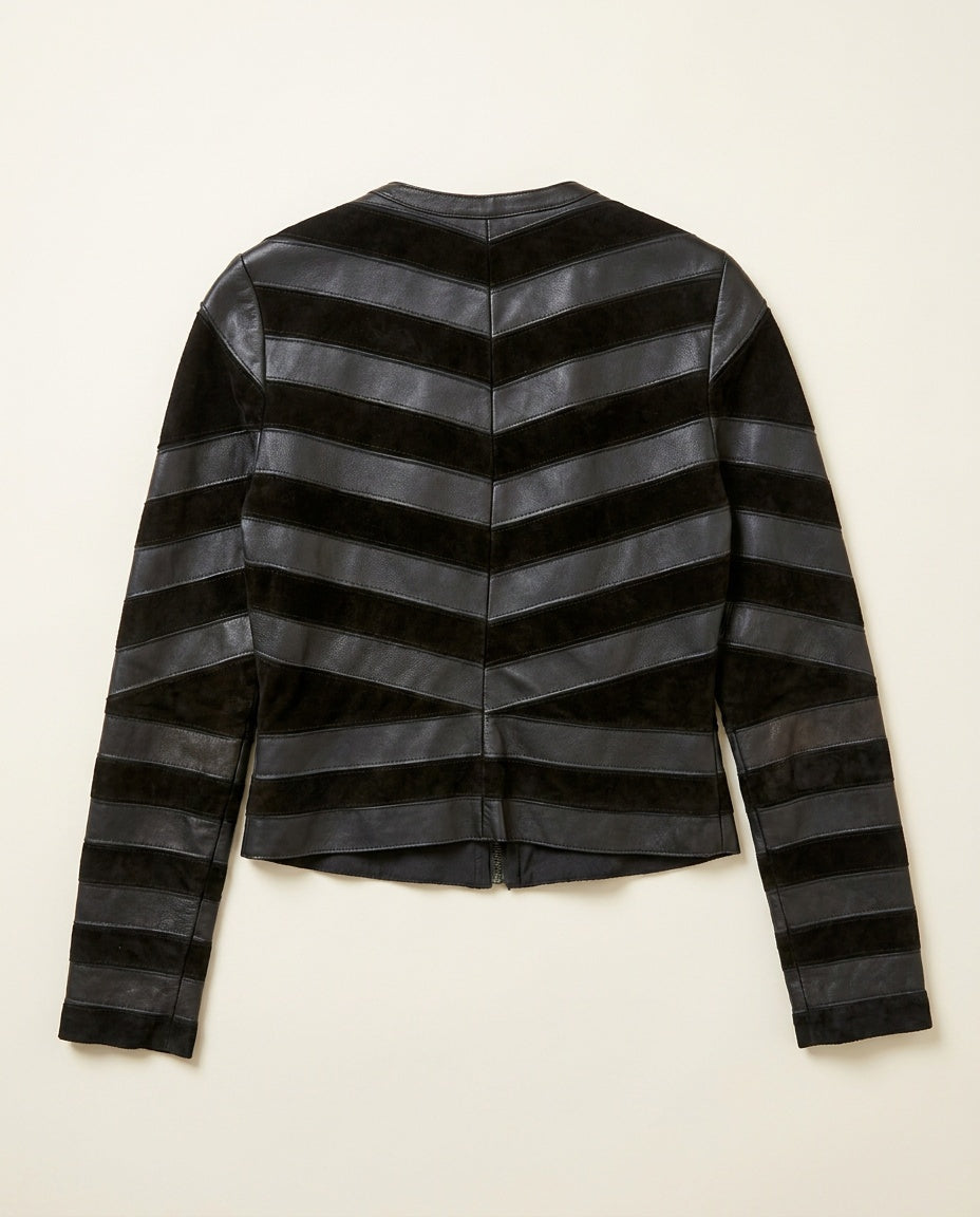 SCOOP NYC Black Leather and Suede Patchwork Jacket - photo 2
