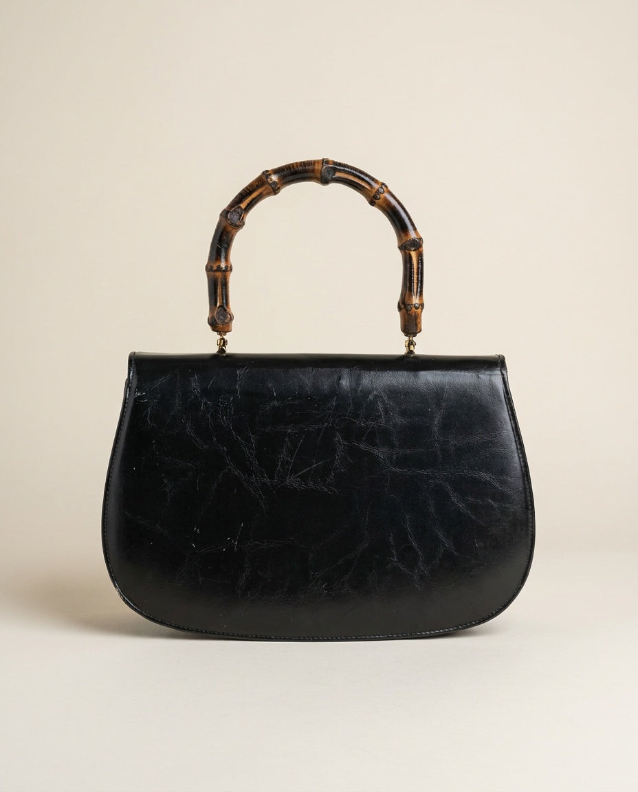 Meyers Mid-20th Century Black Coated Synthetic Top-Handle Handbag - photo 2
