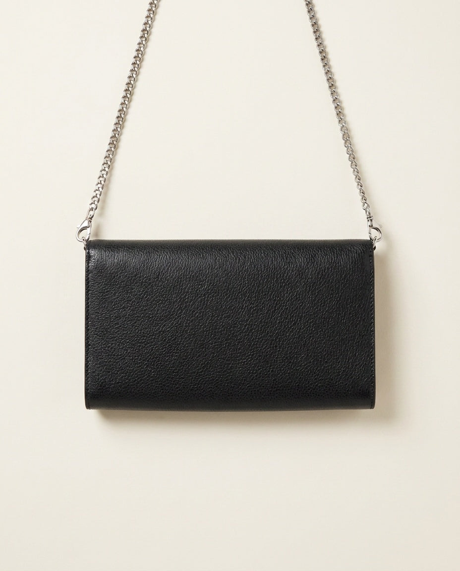 Emporio Armani Black Pebbled Leather Chain-Strap Envelope Clutch - photo 2
