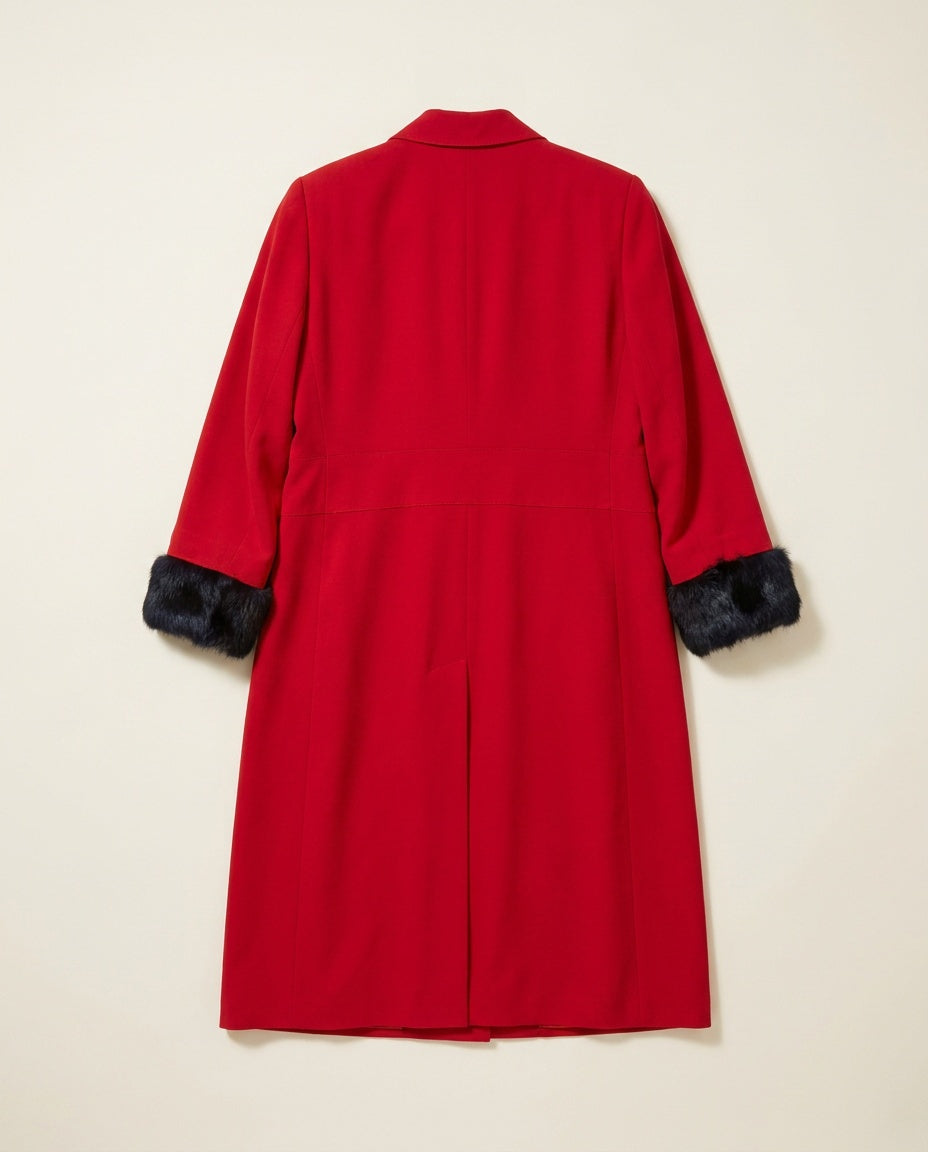 Harve Benard Long Red Coat with Fur-Trim Cuffs - photo 2