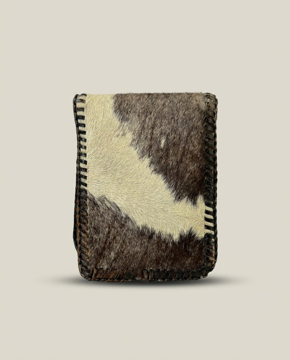 Vintage Hair-on-Hide Bifold Wallet with Black Leather Frame and Tan Interior Panels - photo 2
