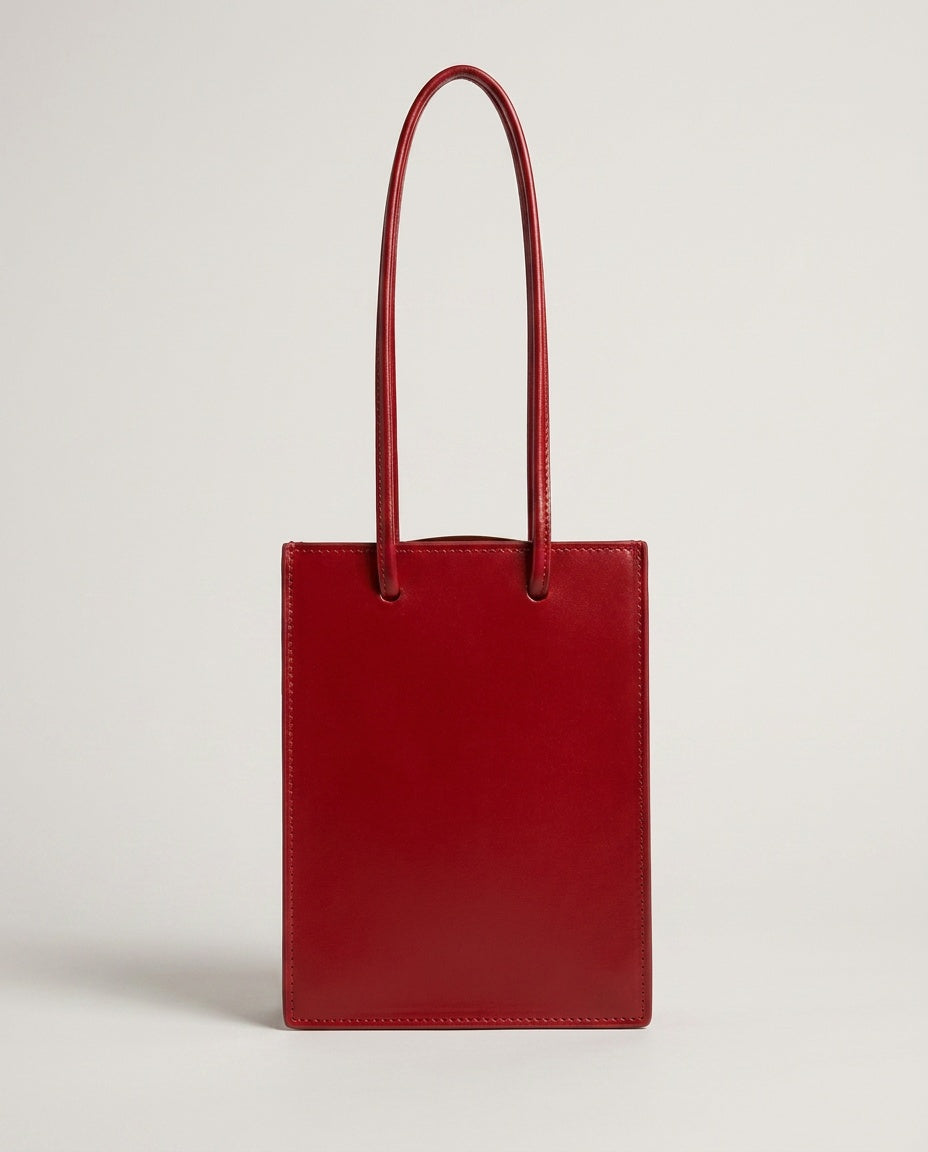 FLORIAN Structured Mini Tote in Red with Gold Hardware - photo 2