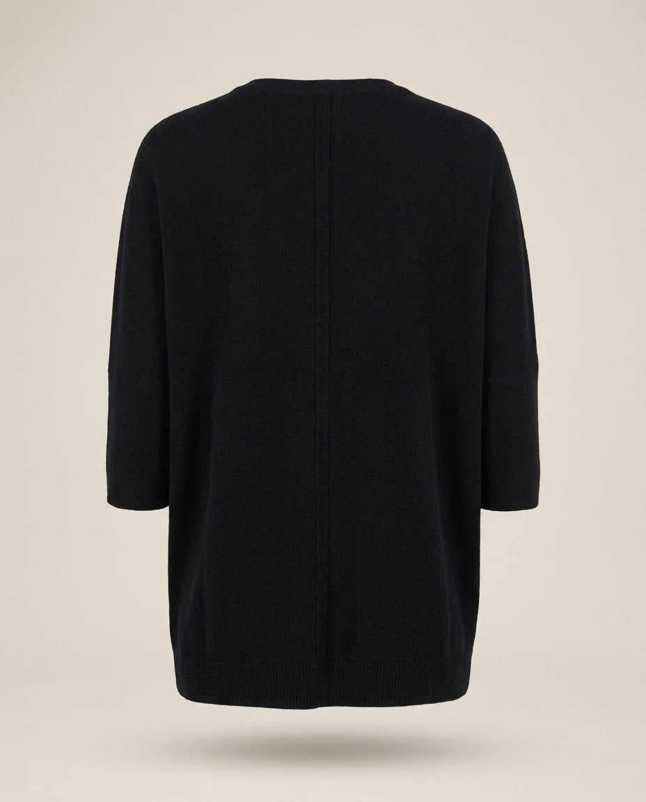 C by Bloomingdale's 100% Cashmere Pullover Sweater with Silver-Tone Buttons, Black, XL - photo 2