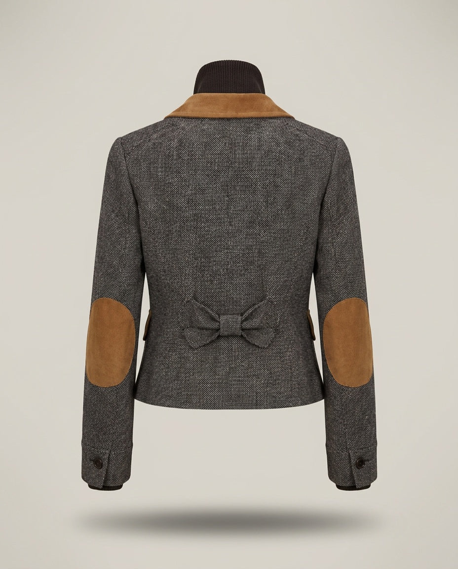BCBGMAXAZRIA Cropped Tweed Blazer with Suede Trim – XS - photo 2