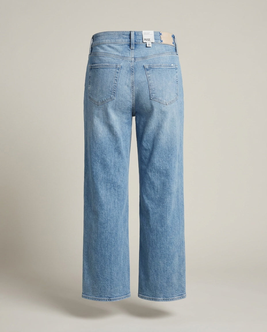 PAIGE Wide-Leg Cropped Denim Jeans in Light Blue Medium-Wash - photo 2