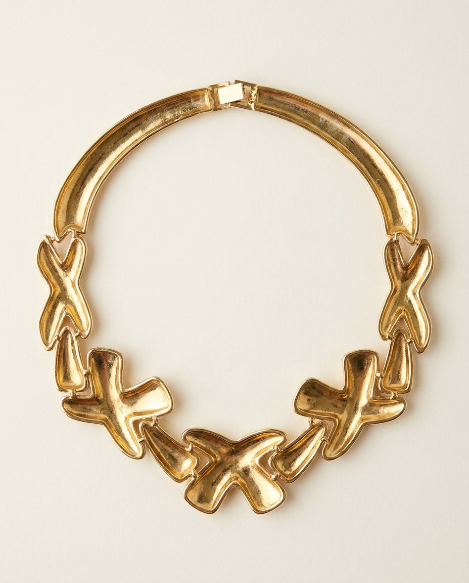 1980s Gold-Tone Statement Collar Necklace - photo 2