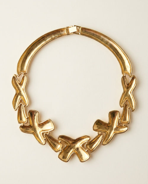 1980s Gold-Tone Statement Collar Necklace - photo 2