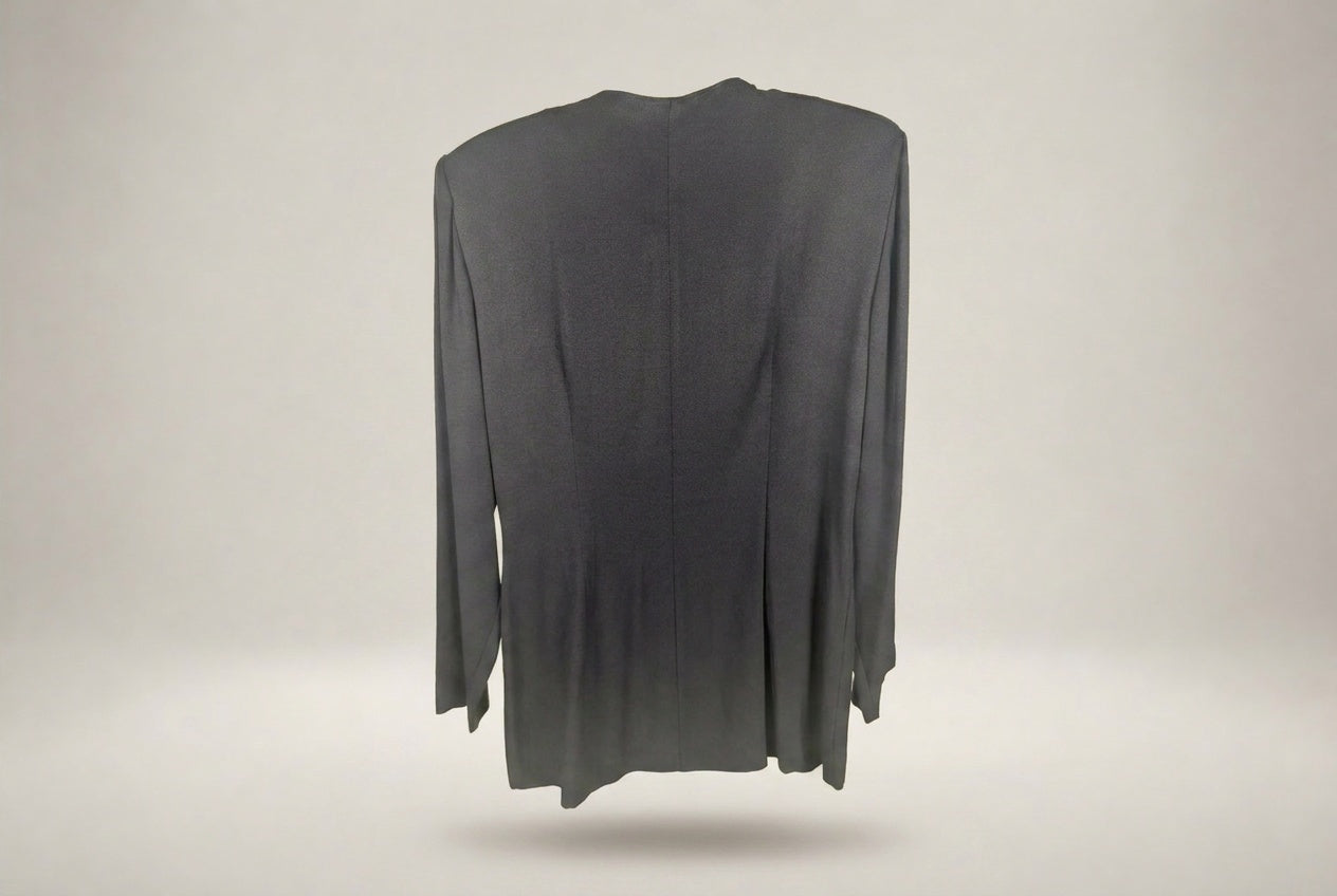 D.J. Summers Black and White Color-Block Blazer (1980s) - 57% Rayon / 43% Acetate - photo 2