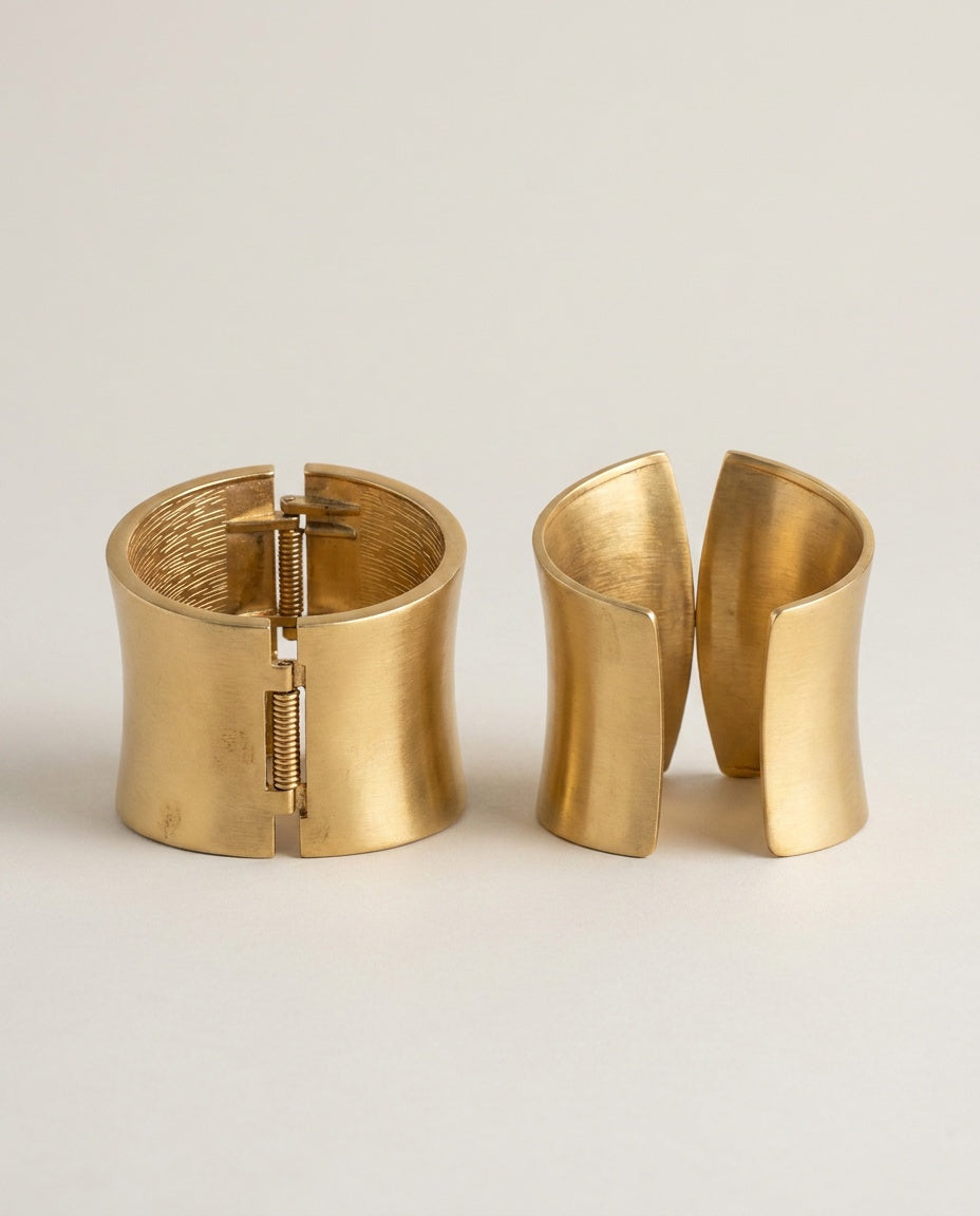 Two Wide Gold-Tone Metal Cuff Bracelets - photo 2