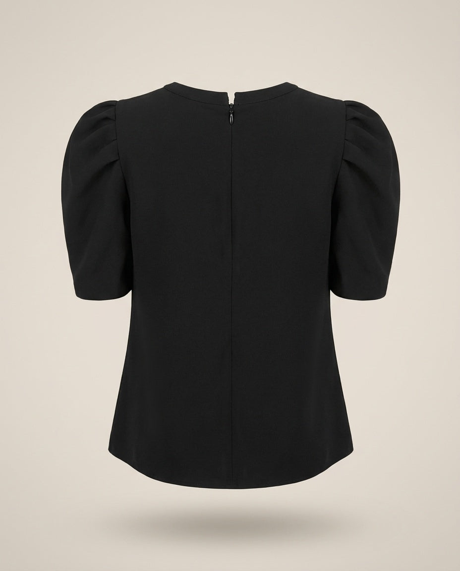 A.L.C. Black Puff-Sleeve Blouse in 63% Triacetate / 37% Polyester - photo 2