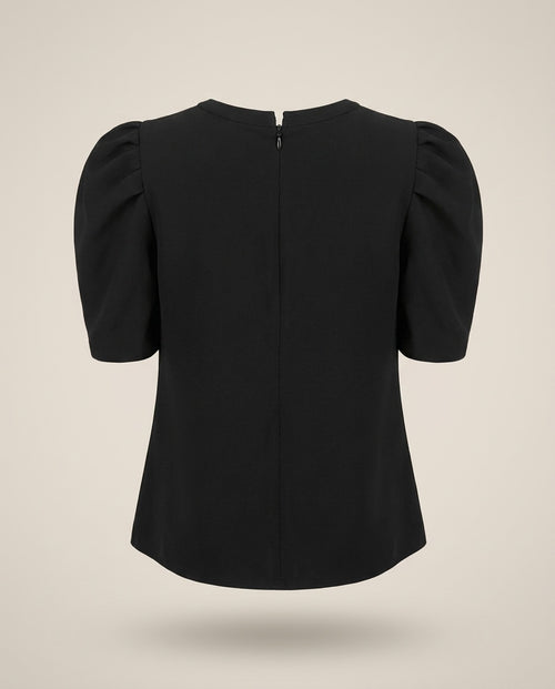 A.L.C. Black Puff-Sleeve Blouse in 63% Triacetate / 37% Polyester - photo 2