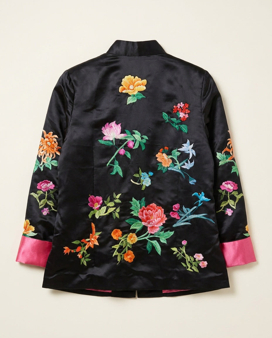 ZLI ESME Embroidered Satin Mandarin-Collar Jacket - photo 2