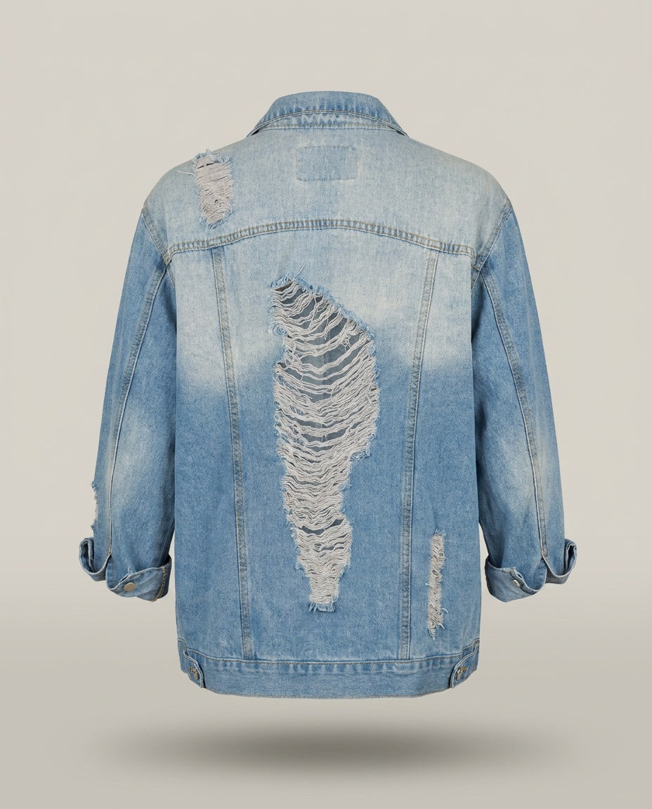 Oversized Distressed Denim Jacket by Collection by Miss London - 2X - photo 2