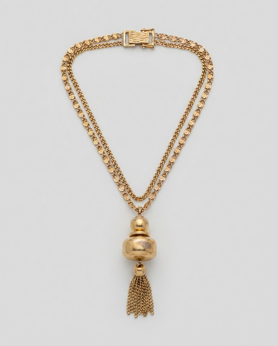 Vintage Gold-Tone Double-Strand Pendant Necklace Set - photo 2