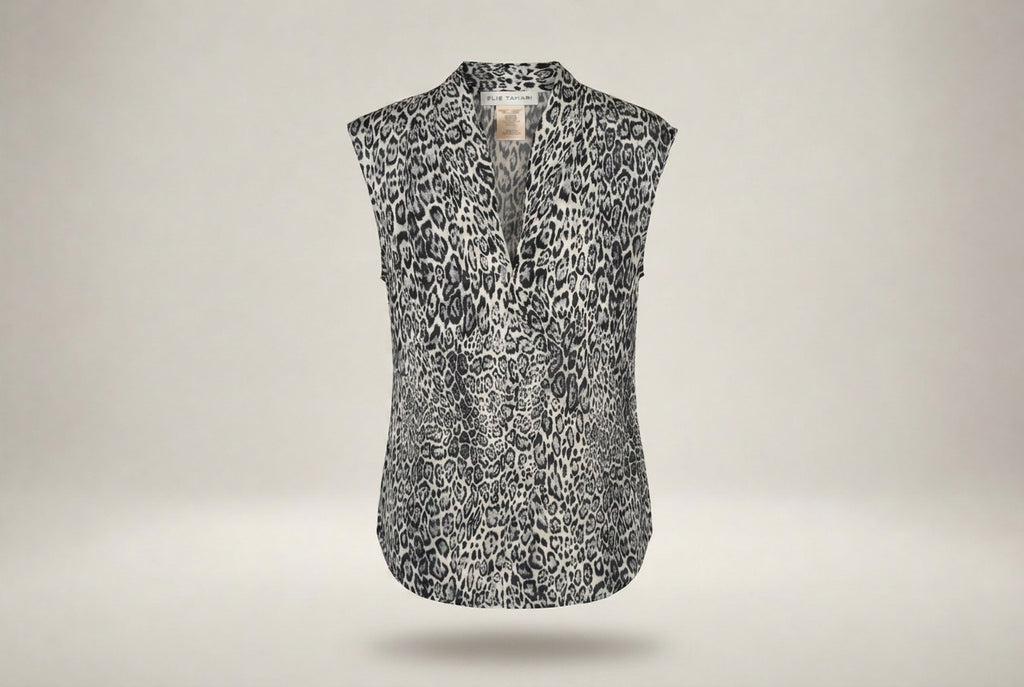 Elie Tahari Sleeveless Silk Blouse in Leopard Print - photo 2