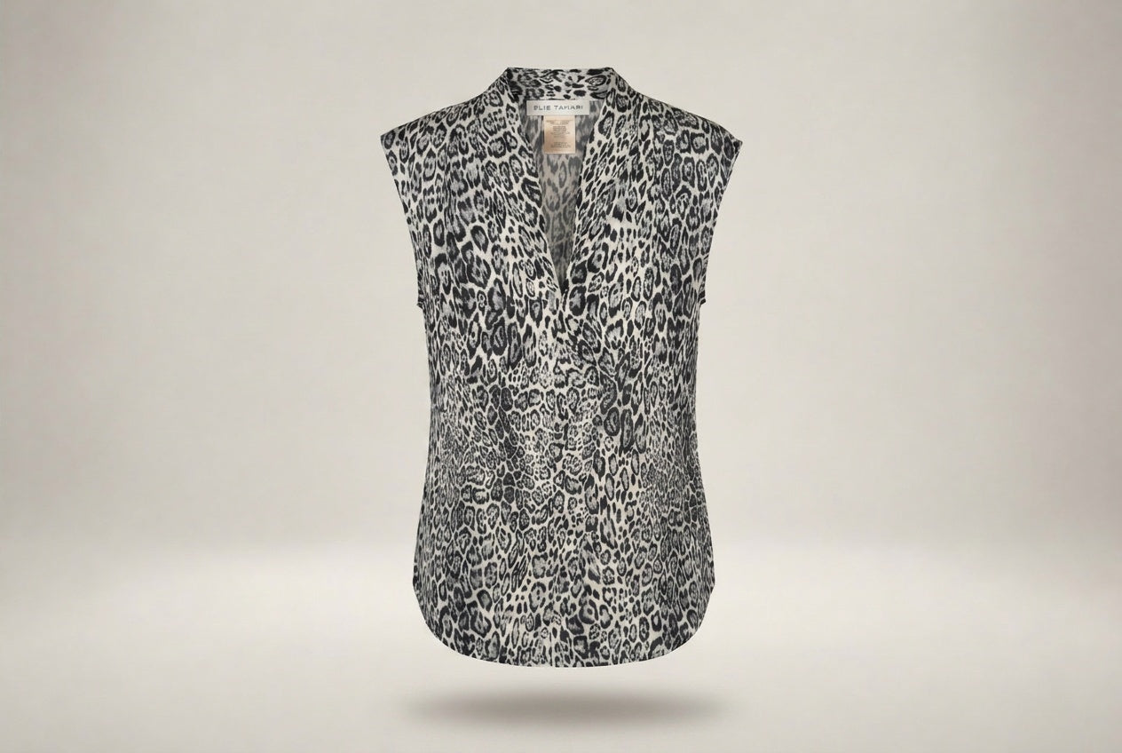 Elie Tahari Sleeveless Silk Blouse in Leopard Print - photo 2