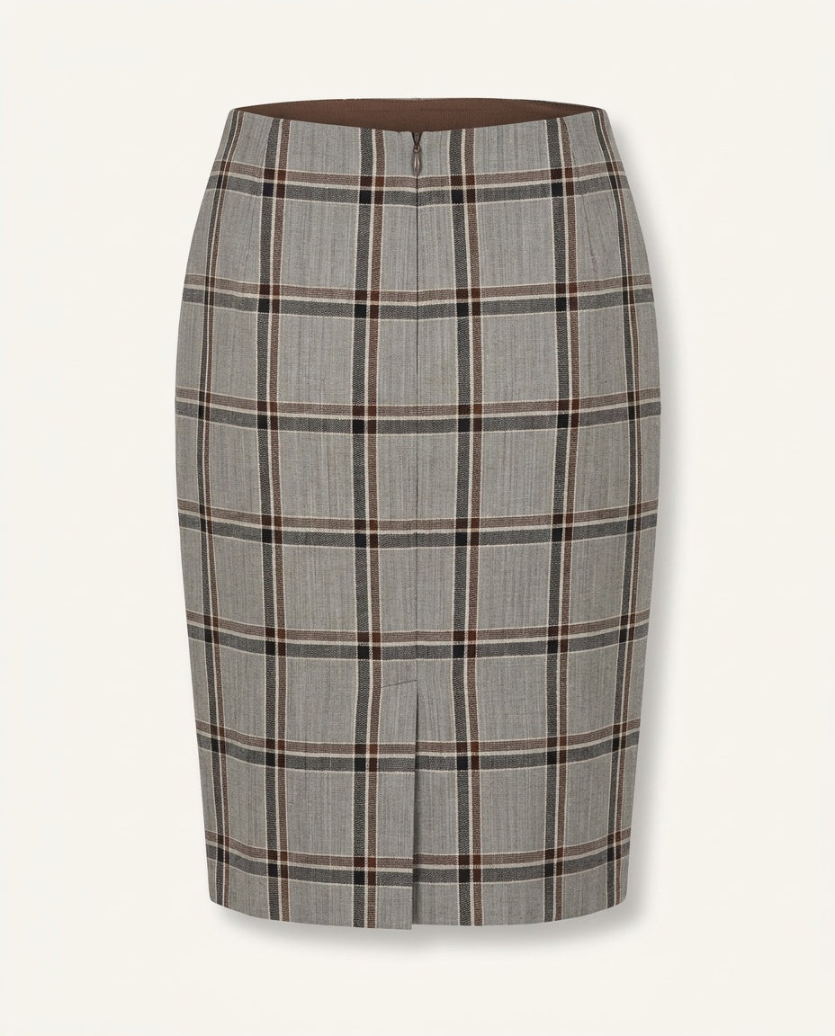 Dolce & Gabbana Grey Plaid Pencil Skirt - Wool-Like Fabric - photo 2