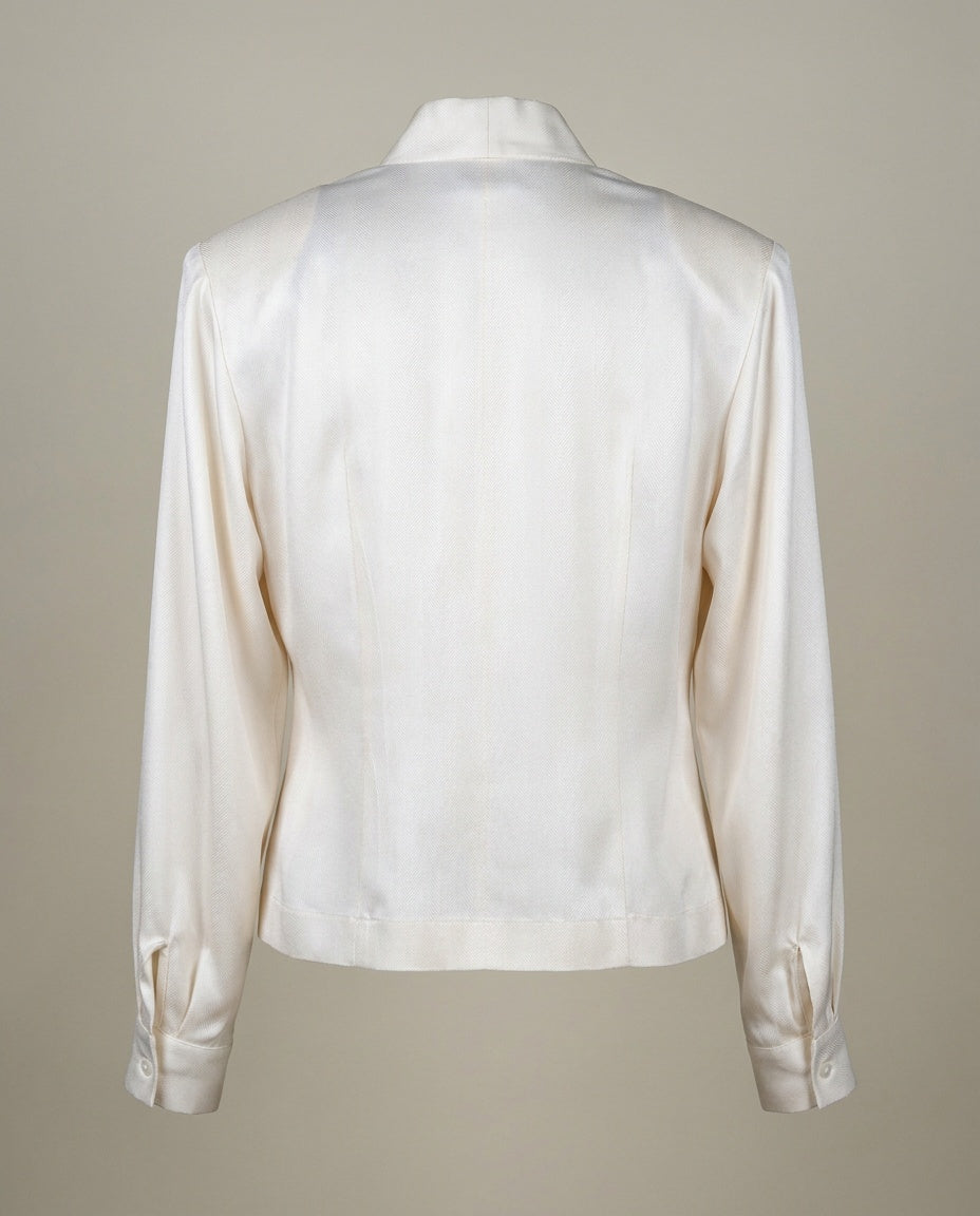 Alexandria 100% Silk Herringbone Wrap Blouse - photo 2
