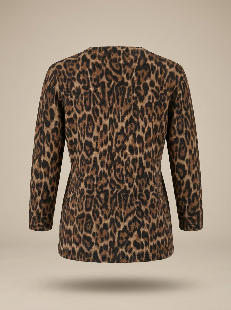 Doncaster Collection Leopard Print Cashmere Cardigan - photo 2