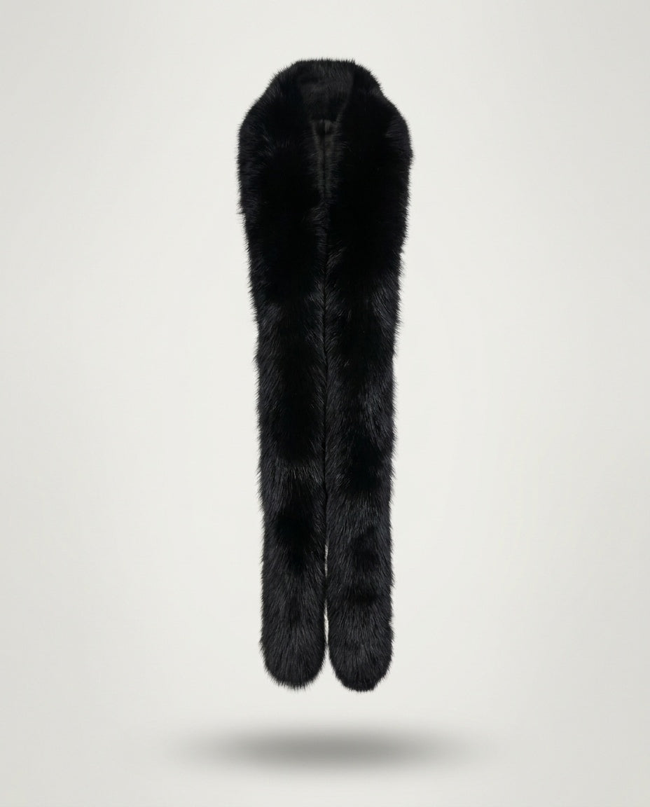 Black Fox Fur Stole - Long Narrow Silhouette with Dense Guard Hairs - photo 2