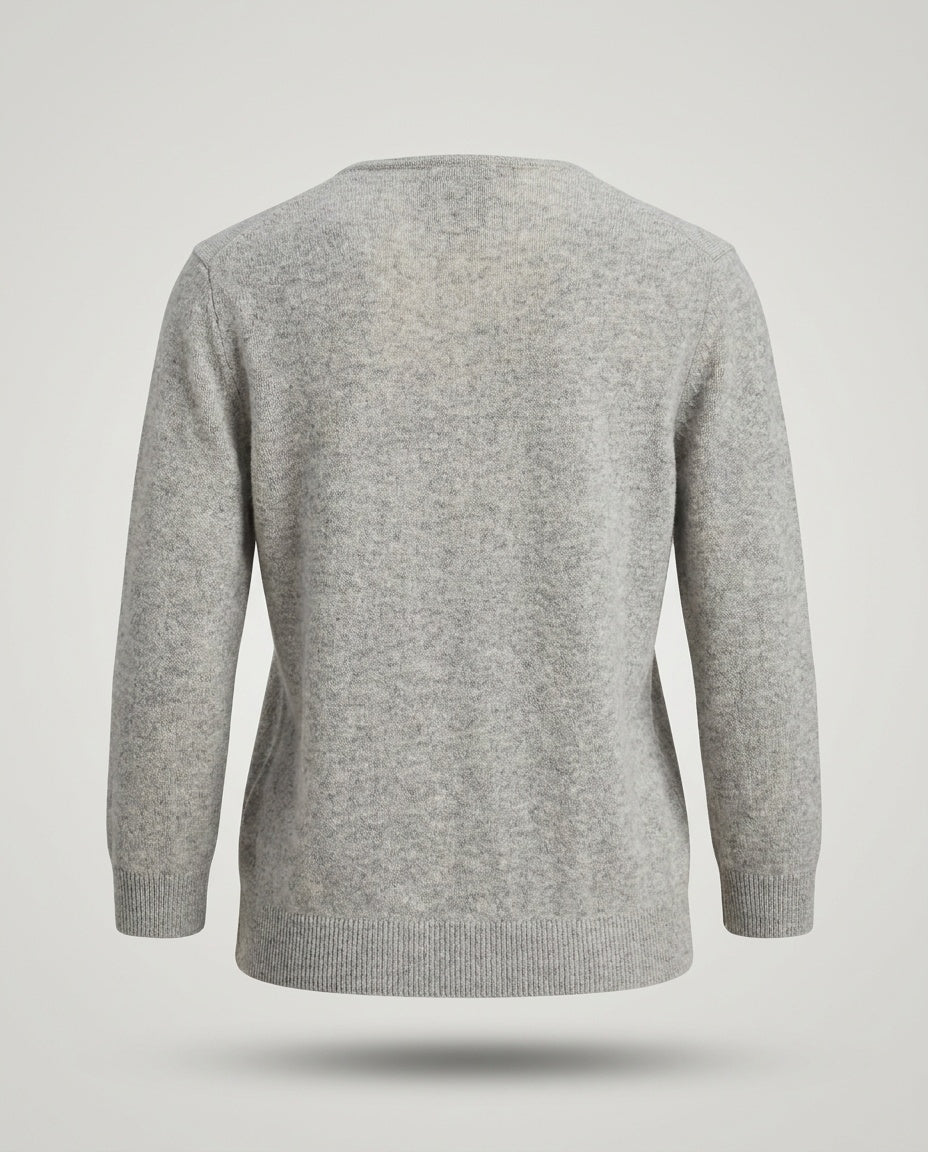 Ralph Lauren Heather Gray Cashmere V-Neck Cardigan with Dark Green Label - photo 2