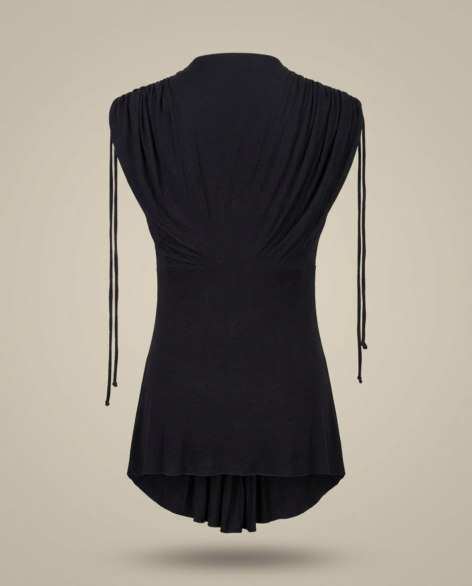 Black Ruched Sleeveless Top with Cutout - Sky - photo 2
