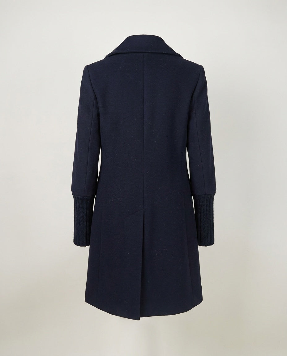 Theory Double-Breasted Wool-Cashmere Blend Coat with Ribbed Knit Cuffs - photo 2