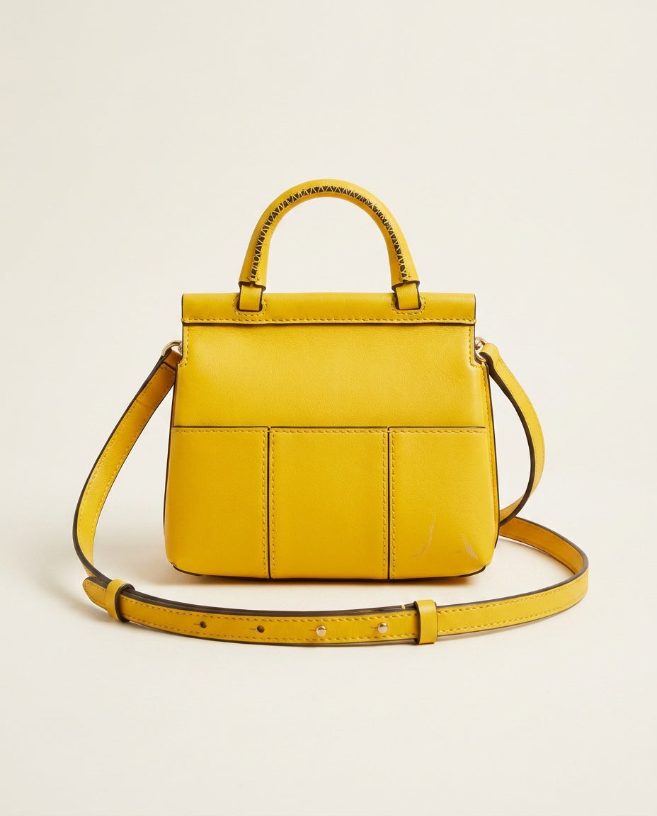 Tory Burch Mini Structured Top-Handle Crossbody Bag in Yellow with Black Edge Trim and Gold Hardware - photo 2