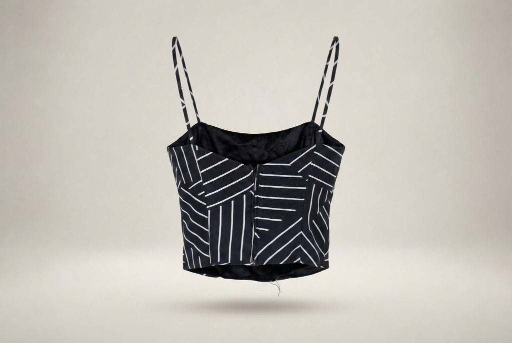 Gigi's Closette Structured Crop Camisole with Engineered Mitered Stripe - photo 2