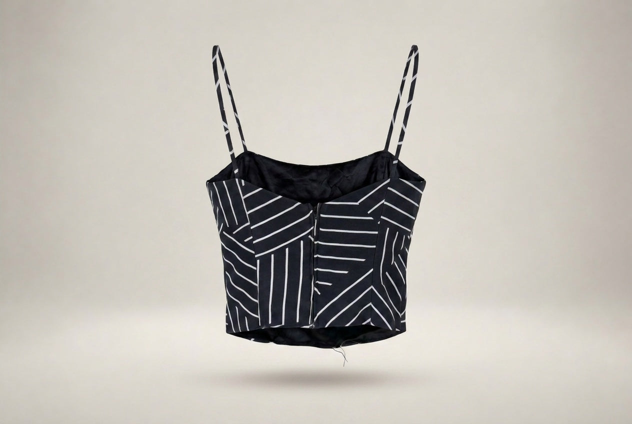Gigi's Closette Structured Crop Camisole with Engineered Mitered Stripe - photo 2